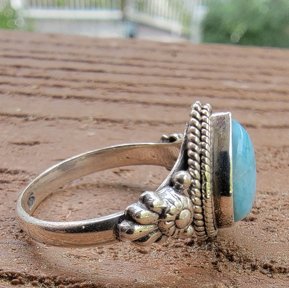 Larimar Teardrop  925 Ring. Size 6. - Picture 3 of 4